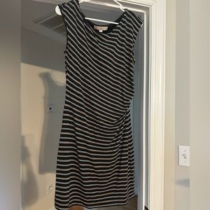 LOFT Black and White Striped Dress
